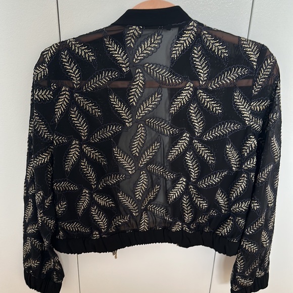 EUC Zara Black and Gold Sheer Bomber Jacket - Picture 4 of 6